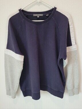 Slate & Stone Womens XL Colorblock Crewneck Sweatshirt‎ Navy Gray White